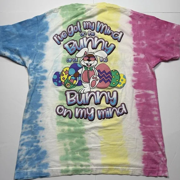 Buc-ee's Shirt Mens Large Tie Dye Easter Bunny Eggs Graphic Tee Funny Quote - Picture 2 of 6